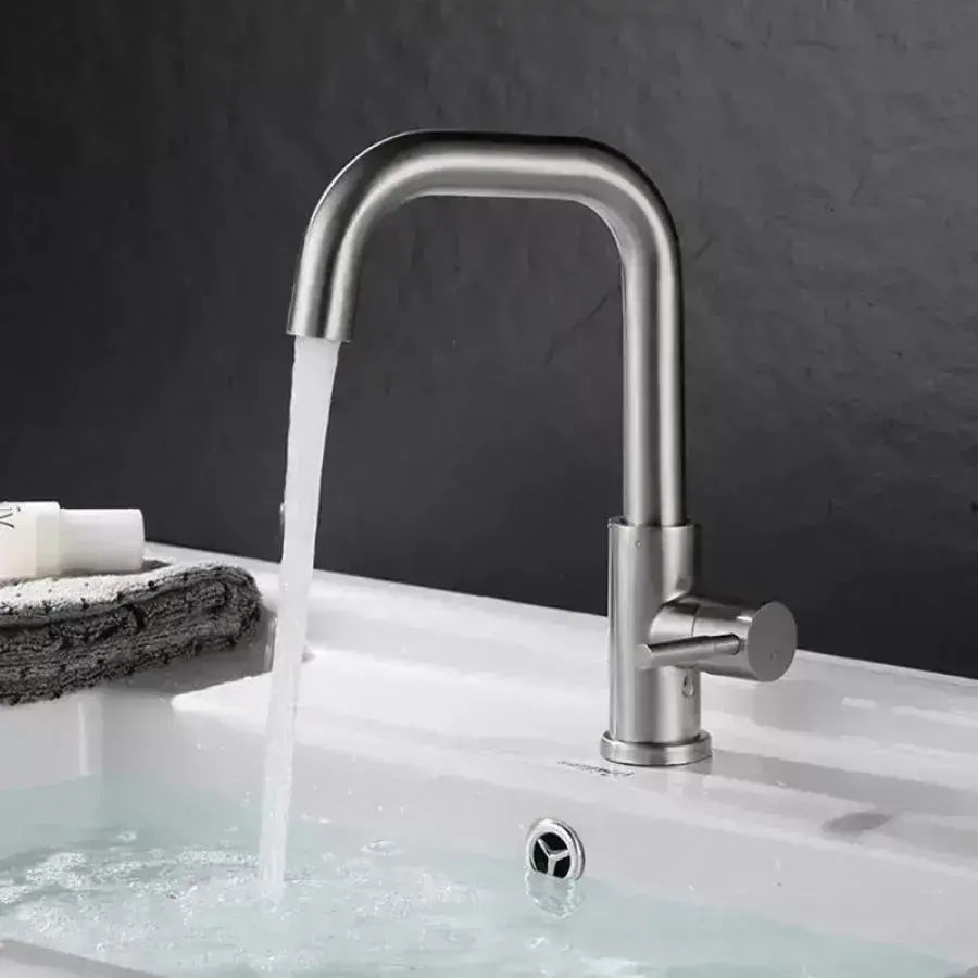 Basin Mixer, SUS304 Stainless Steel, Satin Finish, MP007