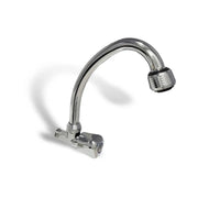 Cold Water Wall Mounted Faucet with Rotating Spout Silver Alloy 