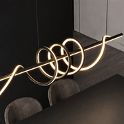 Suspended LED chandelier with remote control RIBBON 64W, Linear, Cold/Warm/Neutral light, Dimmable, Black, Height Adjustable