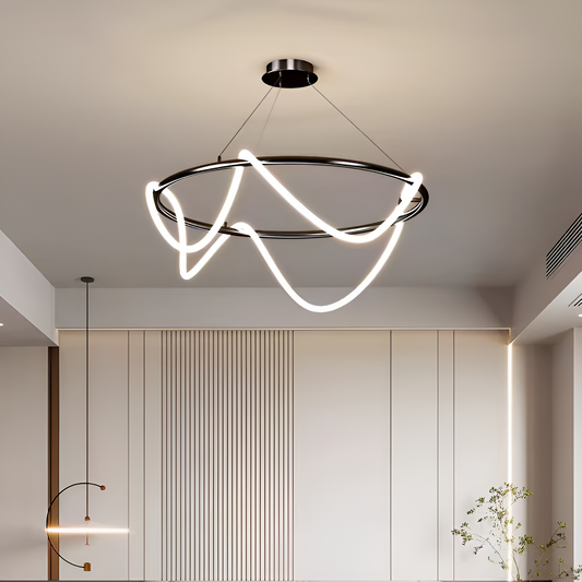Celeste Acrylic LED Pendant Chandelier with Remote Control, Dimmable, Diameter 60cm, 3000K/4000K/6000K, Black