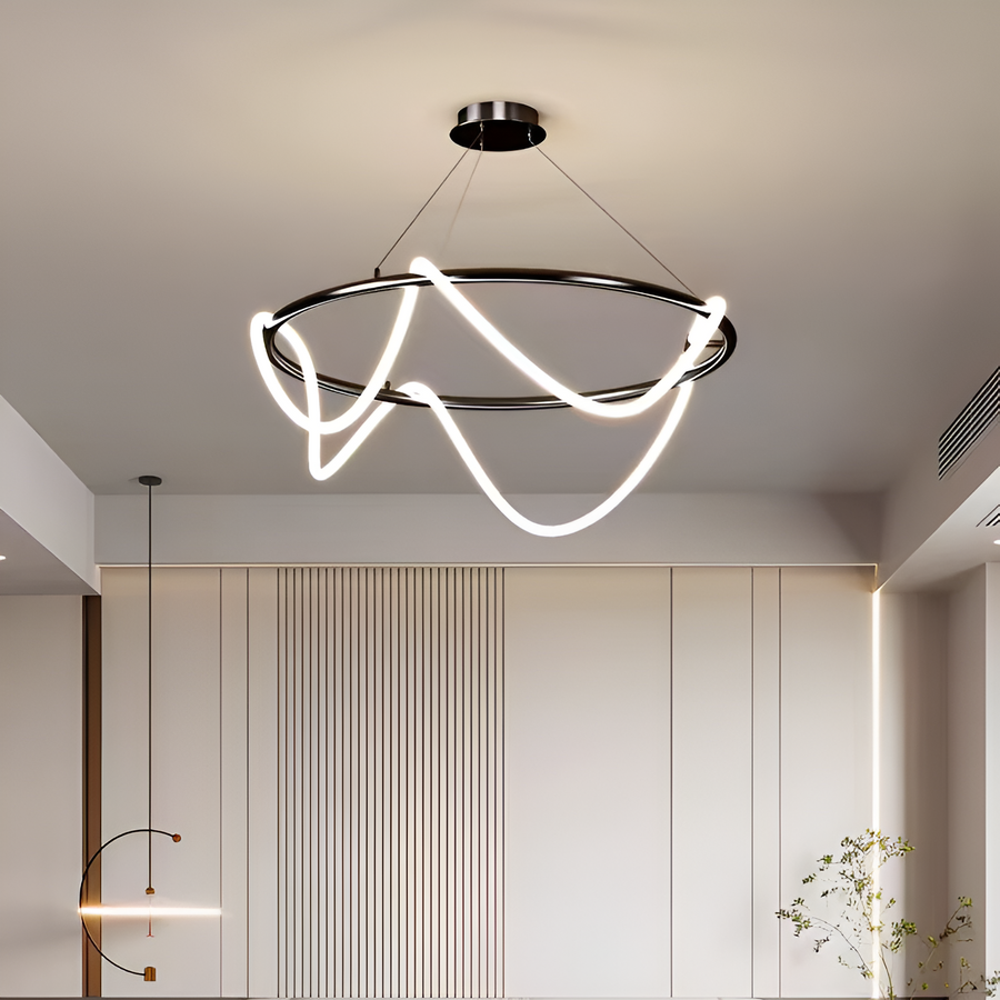 Celeste Acrylic LED Pendant Chandelier with Remote Control, Dimmable, Diameter 60cm, 3000K/4000K/6000K, Black