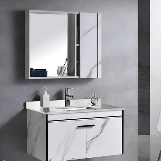 Bathroom Furniture Set 80x48cm 3 Pieces Black White