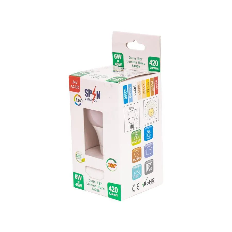 LED bulb E27, 6W, 6400K
