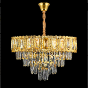 Corona Corona Corona 8xe14 crystal chandelier, 49cm diameter, glossy gold, rebrable height