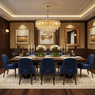 Crystal Chandelier BELVEDERE Eleganza 8xE14, Diameter 49cm, Shiny Gold, Adjustable Height