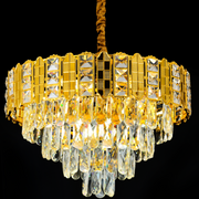 Crystal chandelier Nexia Riva 8xe14, 49cm diameter, glossy gold, rebrable height