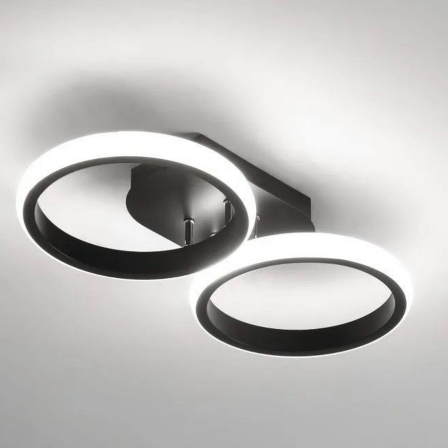 LED LED ELIO CELIO, 16W, 2 circles, cold/hot/neutral light, black