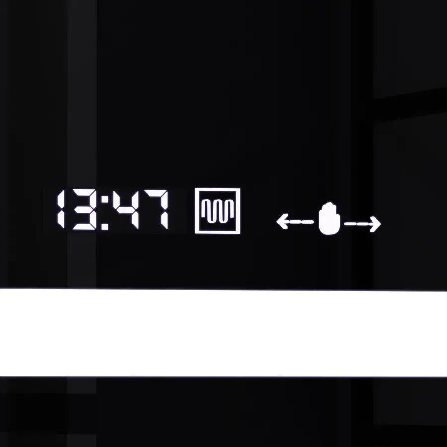 Rectangular LED Mirror 120x60cm Verite Motionglow Marcellow Dimable Clock Defrosting System