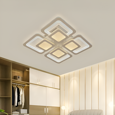 LED Chandelier with Remote Control SUSAN, 77W, 4 Squares, Cold/Warm/Neutral Light, Dimmable, White 