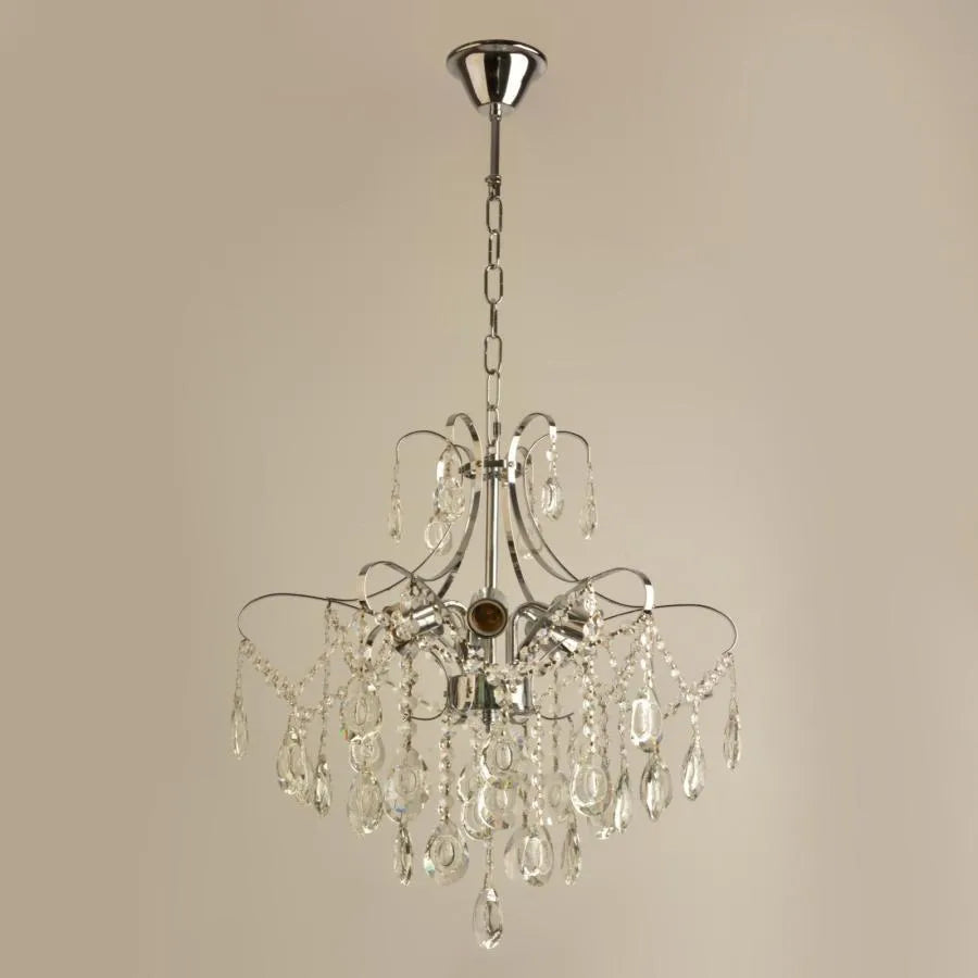 Akihico Chandelier 6*E27, Chrome, Metal and Crystal