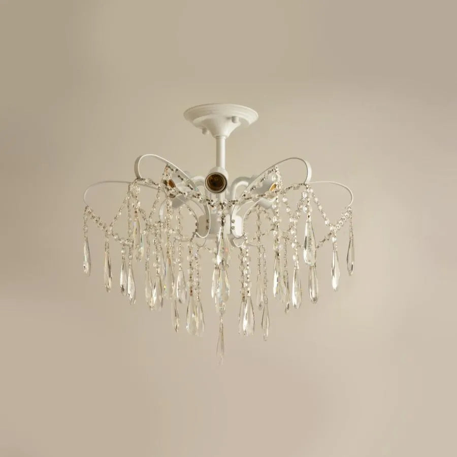 Akihiro Chandelier 6*E27, White, Metal and Crystal