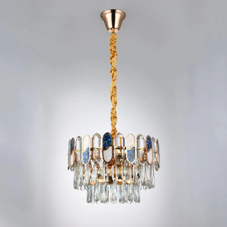 Aniss Chandelier 5*E27, Metal and Crystal, Gold 