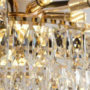 VERSAILLES Petito Crystal Chandelier 3xE14, Diameter 30cm, Shiny Gold and Black, Adjustable Height 