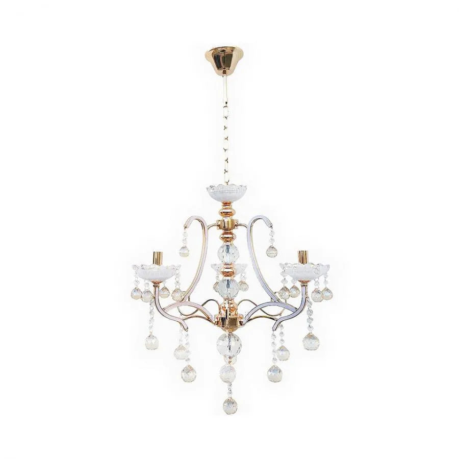 Ari Chandelier, 3*E14, White, Metal with Crystal 