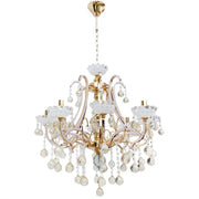 Ari Chandelier, 8*E14, White with Gold, Metal and Crystal