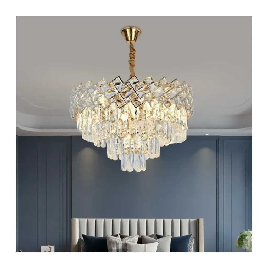 WINDSOR Nobile Crystal Chandelier 5xE27, Diameter 40cm, Shiny Gold, Adjustable Height