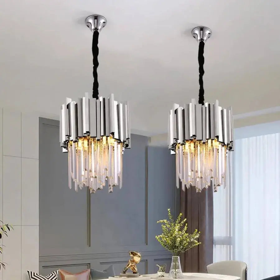 BLOIS Petito Crystal Chandelier 3xE14, Diameter 30cm, Silver, Adjustable Height