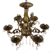 SANSSOUCI Chandelier 6xE14 Metal and Crystal Adjustable Height Antique Brass