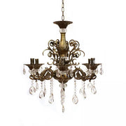 SANSSOUCI Chandelier 6xE14 Metal and Crystal Adjustable Height Antique Brass