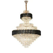 VERSAILLES Grande Supremo Crystal Chandelier 10xE14, Diameter 60cm x Height 90cm, Glossy Gold and Black, Adjustable Height 