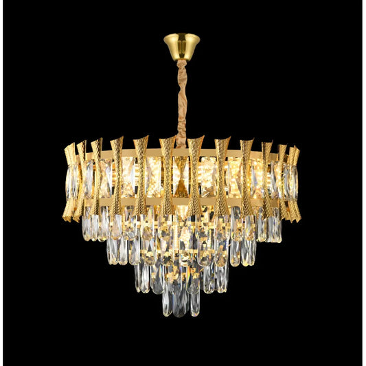 HAMPTON Magno Crystal Chandelier 8x E14, Diameter 60cm, Shiny Gold, Adjustable Height