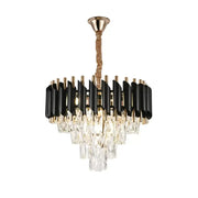 VERSAILLES Nobile Crystal Chandelier 4xE14, Diameter 40cm, Shiny Gold and Black, Adjustable Height 