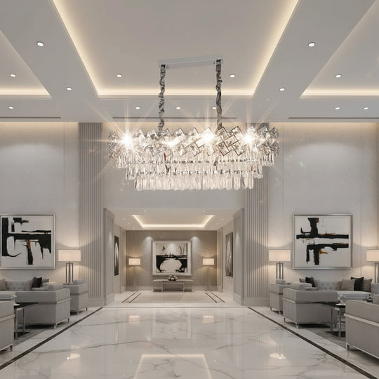 Crystal Chandelier WINDSOR Regalis 10xE14, Shiny Chrome, Adjustable Height Crystal Chandelier Default Title Alessandro Design