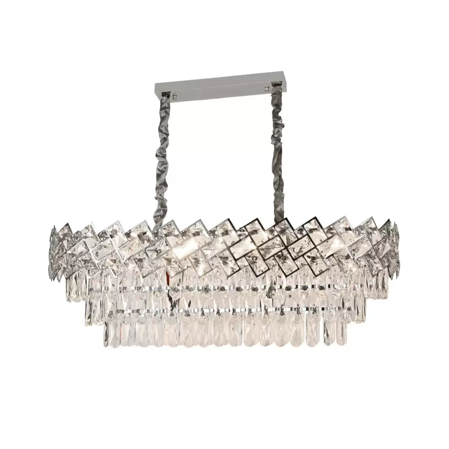 WINDSOR Regalis Crystal Chandelier 10xE27, Diameter 85cm, Glossy Chrome, Adjustable Height 
