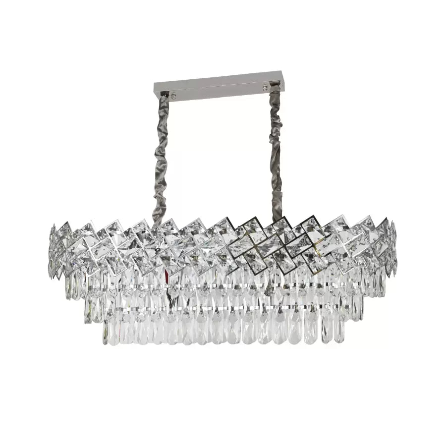 WINDSOR Regalis Crystal Chandelier 10xE27, Diameter 85cm, Glossy Chrome, Adjustable Height 
