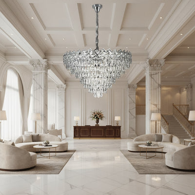 Crystal Chandelier WINDSOR Supremo 10xE14, Diameter 80cm, Shiny Chrome, Adjustable Height