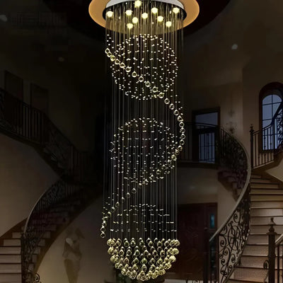 Crystal Chandelier LED 70W IMPERIALE Gold, Diameter 50cm, Height 200cm, Ladder Model