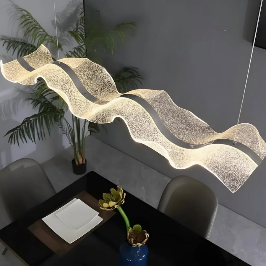LED Chandelier with Remote Control, Suspended AMI 63W, Linear, Cold/Warm/Neutral Light, White, Adjustable Height