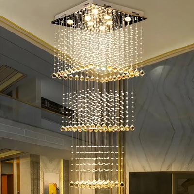 LED Crystal Chandelier 80W PALATINA Gold, Diameter 50cm, Height 200cm, Ladder Model