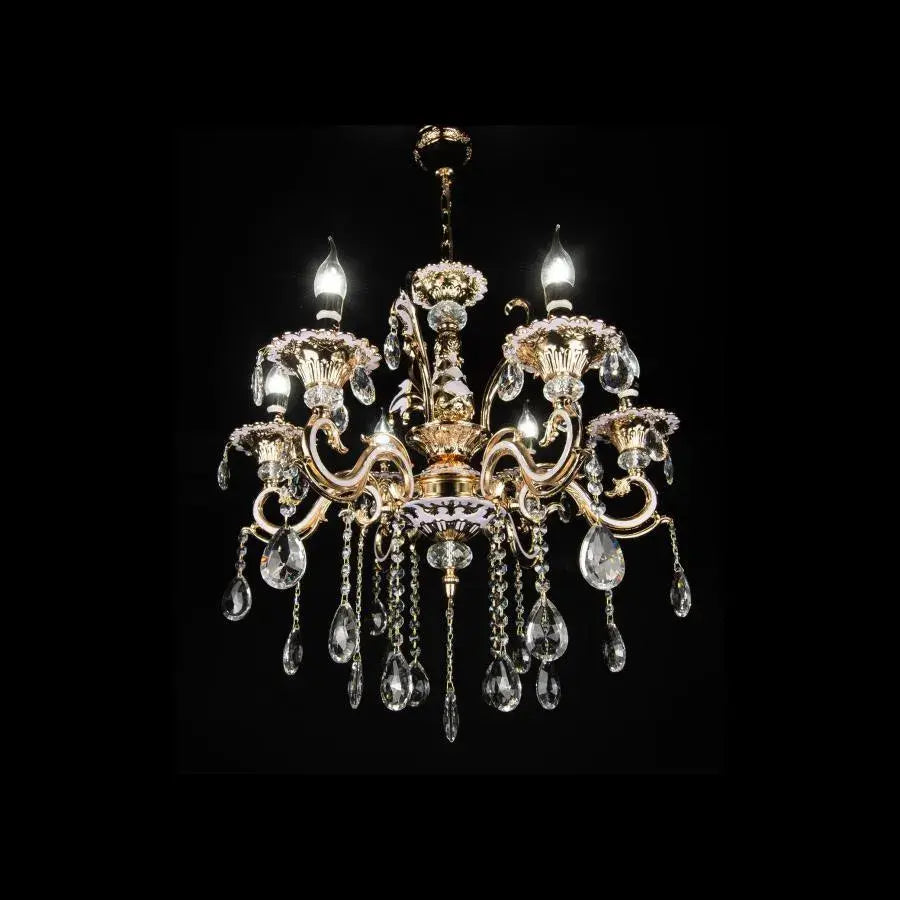 Luciano Crystal Chandelier, 6*E14, Gold, Metal and Crystal 