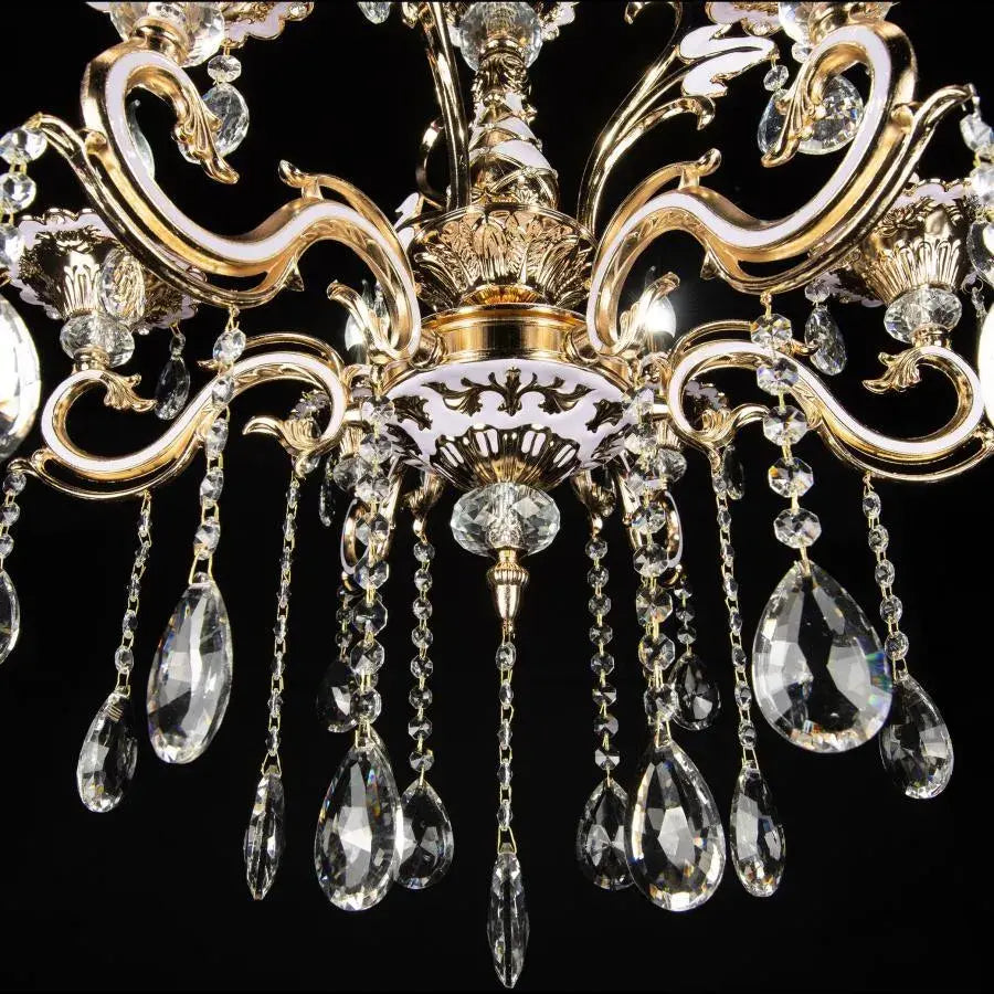 Luciano Crystal Chandelier, 6*E14, Gold, Metal and Crystal 