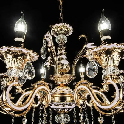 Luciano Crystal Chandelier, 6*E14, Gold, Metal and Crystal 
