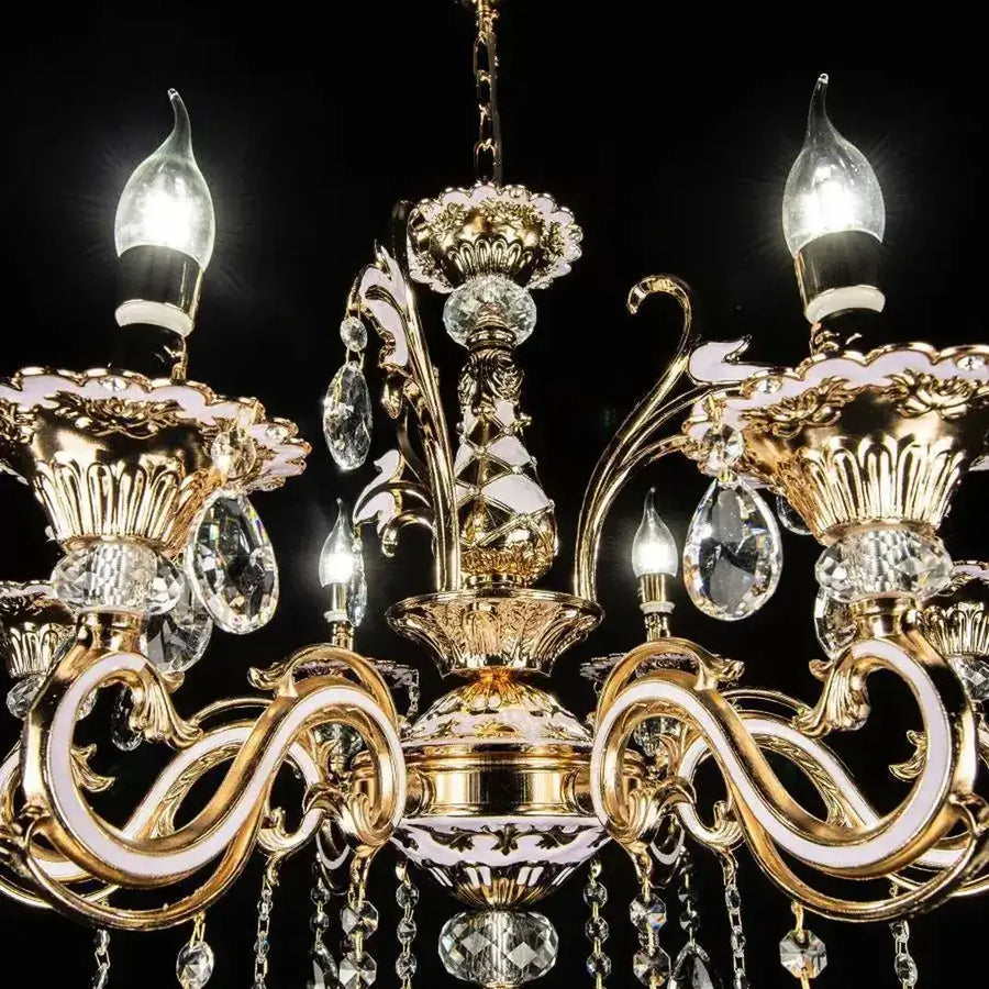 Luciano Crystal Chandelier, 6*E14, Gold, Metal and Crystal 