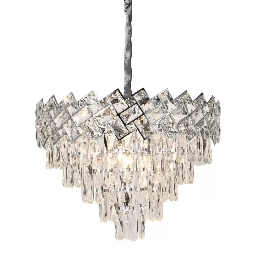 WINDSOR Eleganza Crystal Chandelier 5x E27, Diameter 49cm, Glossy Chrome, Adjustable Height 