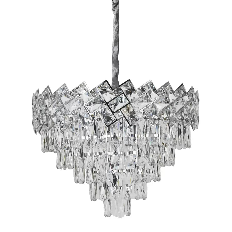 WINDSOR Eleganza Crystal Chandelier 5x E27, Diameter 49cm, Glossy Chrome, Adjustable Height 