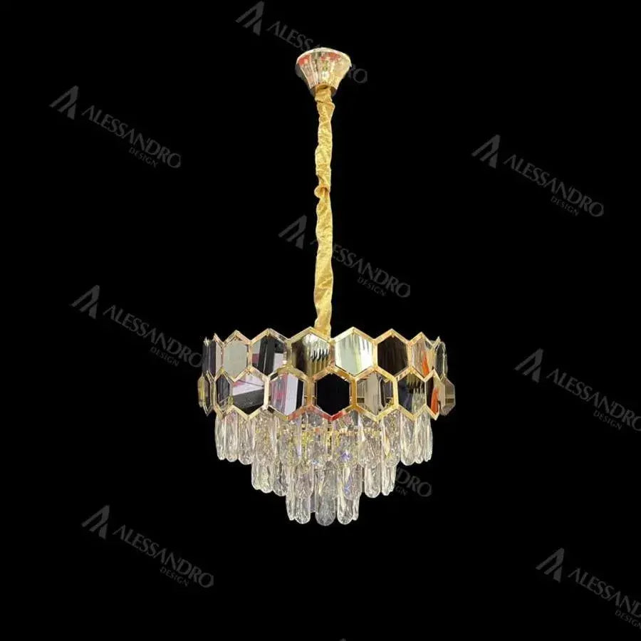 Melih Crystal Chandelier 5x E27 Diameter 40cm Gold Black 