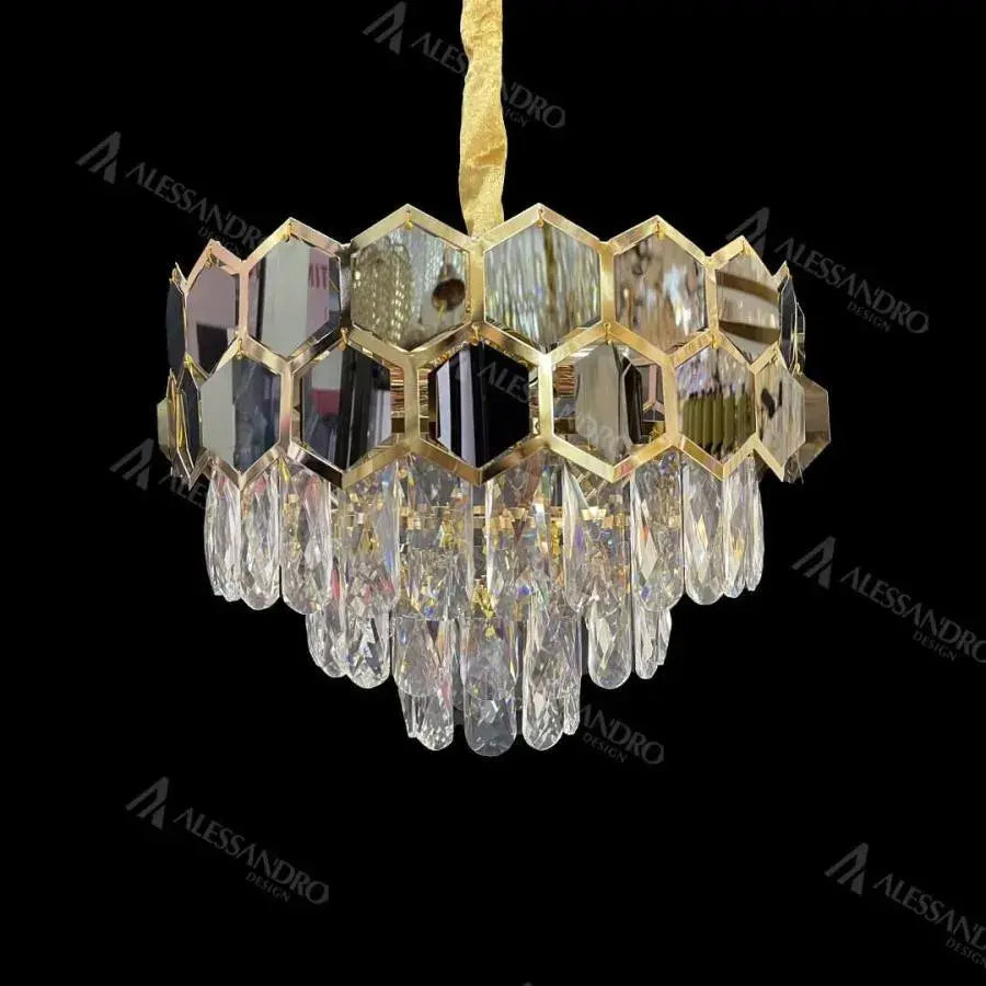 Melih Crystal Chandelier 5x E27 Diameter 40cm Gold Black 