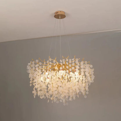 WALTZ Serenade Crystal Chandelier, 8x G9, Gold, 60cm, Adjustable Height 