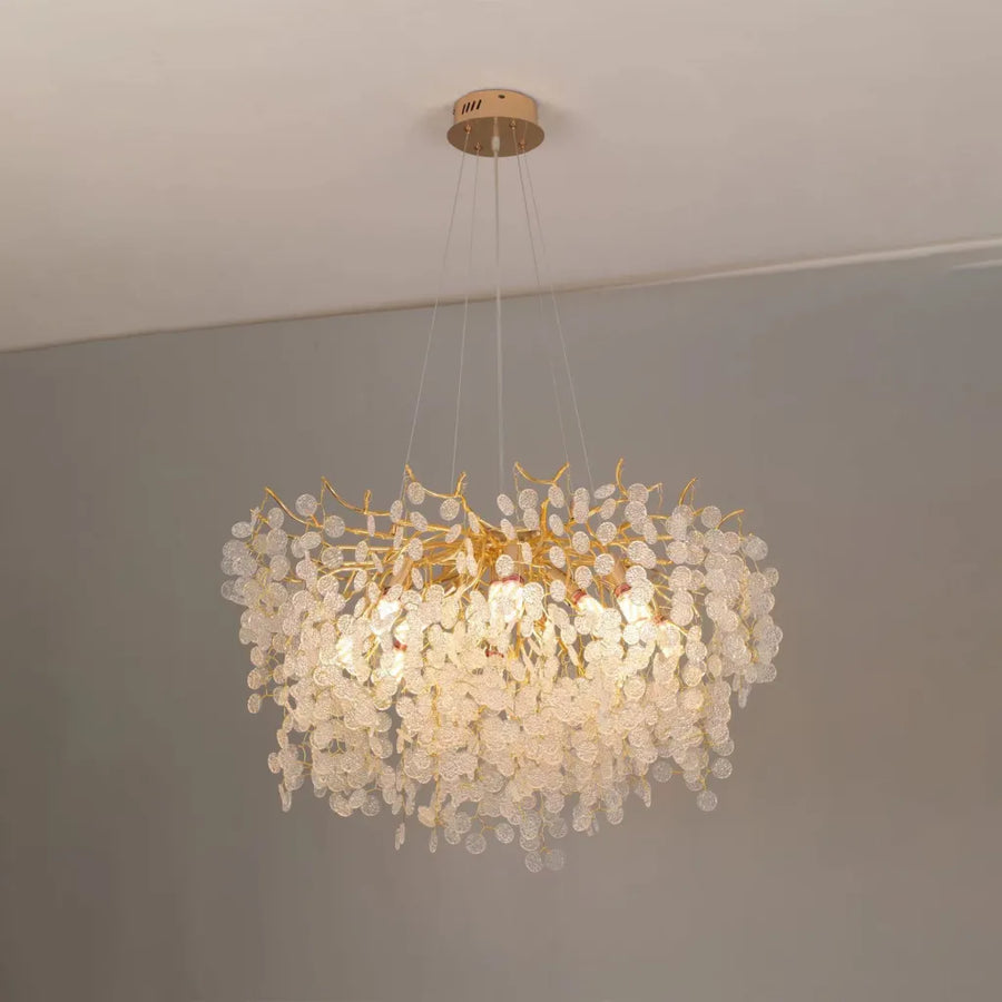 WALTZ Serenade Crystal Chandelier, 12x G9, Gold, 80cm, Adjustable Height