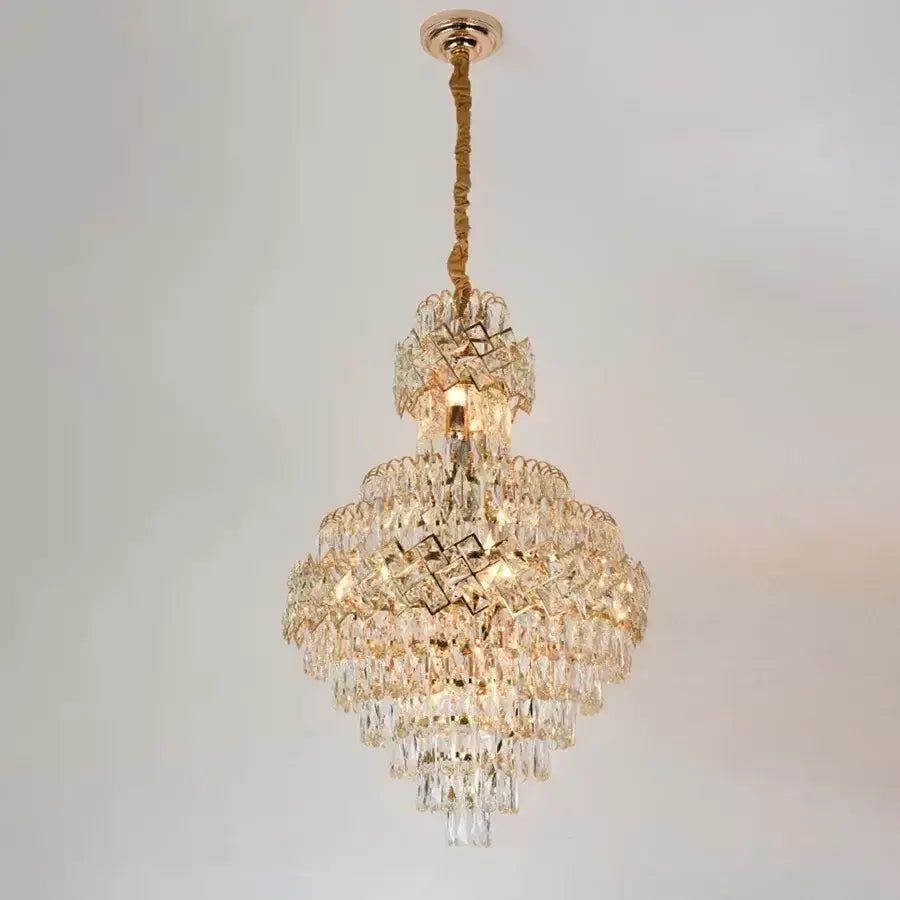 WINDSOR Grande Supremo Crystal Chandelier 13xE27, Diameter 60X90cm, Shiny Gold, Adjustable Height 
