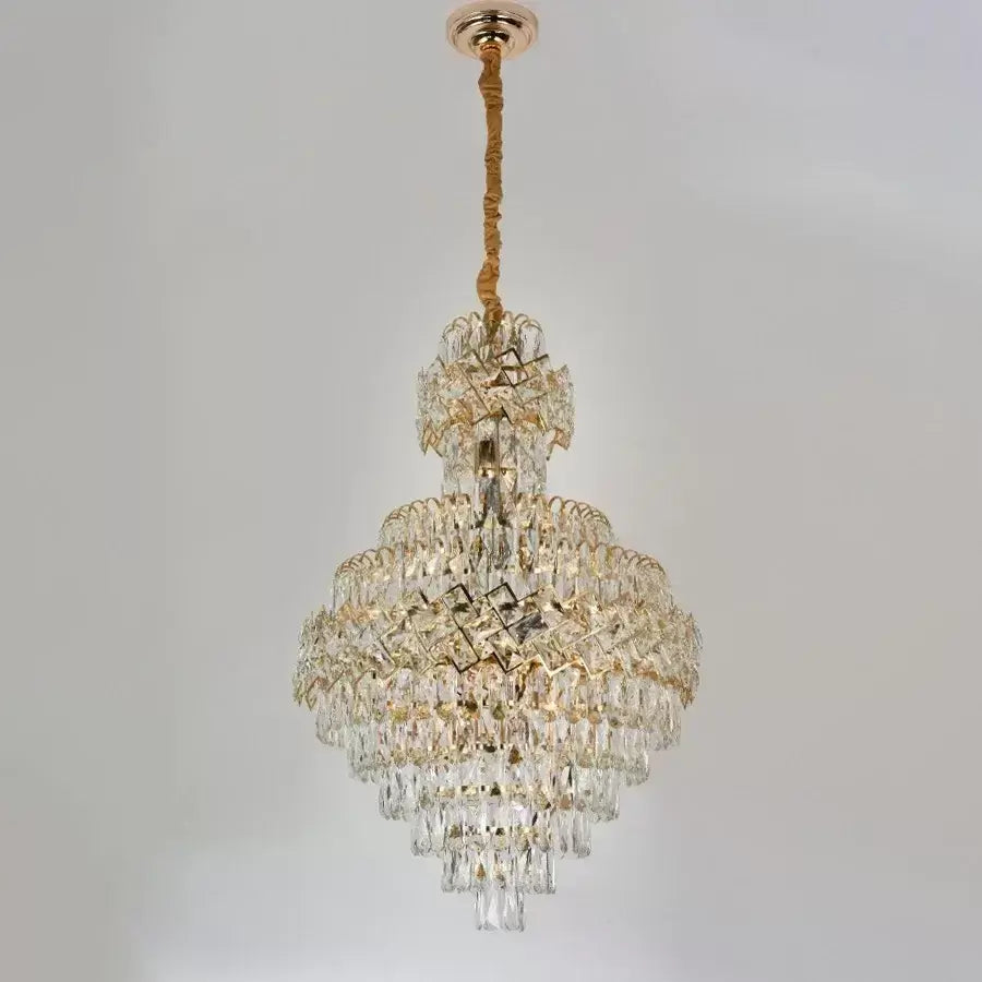 WINDSOR Grande Supremo Crystal Chandelier 13xE27, Diameter 60X90cm, Shiny Gold, Adjustable Height 