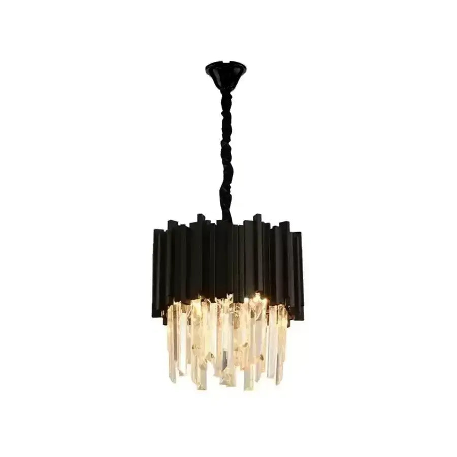 BLOIS Petito Crystal Chandelier 3xE14, Diameter 30cm, Black, Adjustable Height