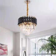 Emeric Chandelier 2*E14, Metal and Crystal, Gold and Black 
