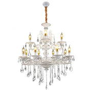 SANSSOUCI Royal Chandelier 12xE14 Metal and Crystal Adjustable Height White and Silver 