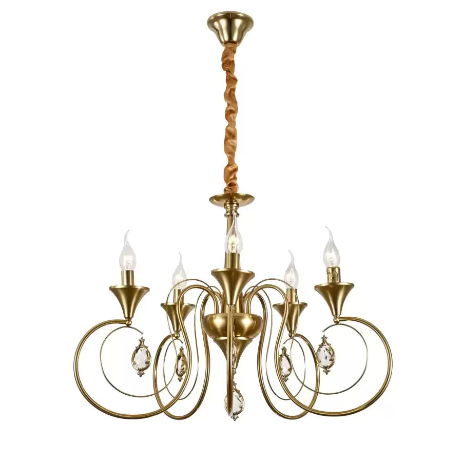 Frederick Crystal Chandelier 5xE14, Diameter 45cm, Gold, Adjustable Height
