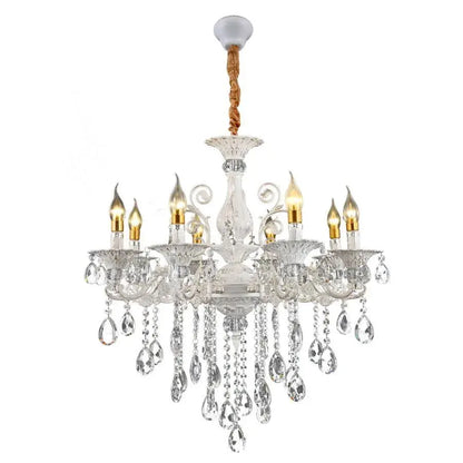 SANSSOUCI Chandelier 8xE14 Crystal and Metal – Royal Elegance, Adjustable Height, Silver White